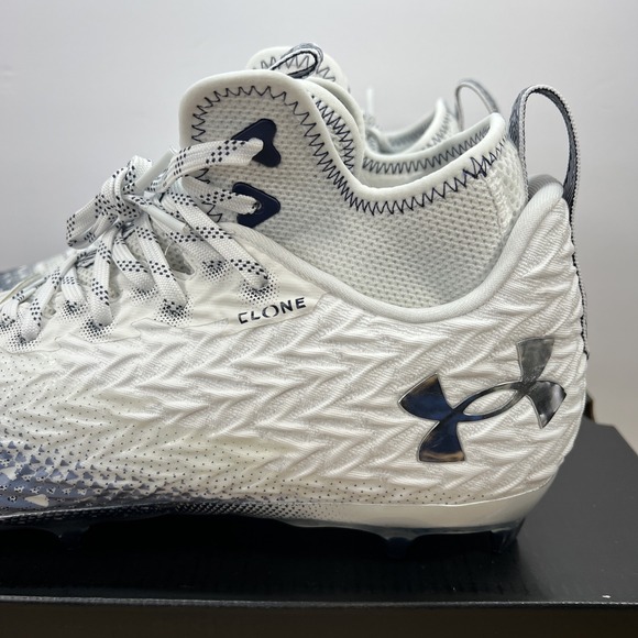 Under Armour Men 11.5 Spotlight Clone 3.0 MC Football Cleats 3026334-106 WHT/NVY main image 12